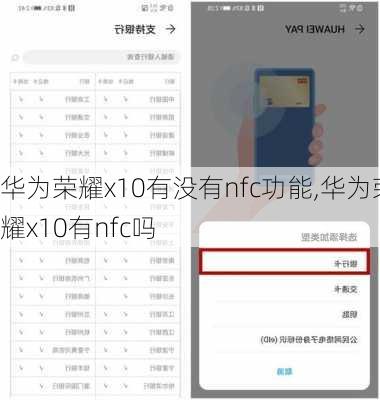 华为荣耀x10有没有nfc功能,华为荣耀x10有nfc吗
