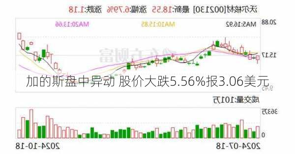 加的斯盘中异动 股价大跌5.56%报3.06美元