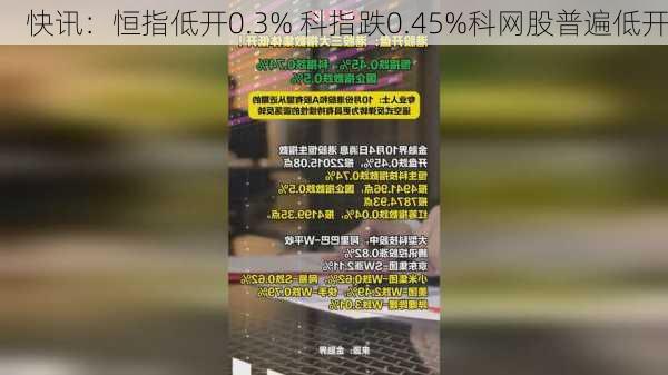 快讯：恒指低开0.3% 科指跌0.45%科网股普遍低开