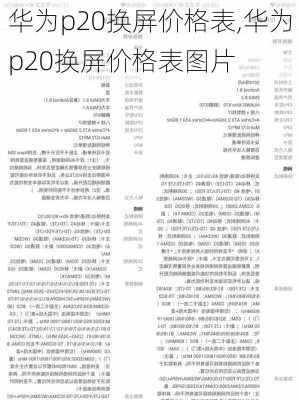 华为p20换屏价格表,华为p20换屏价格表图片