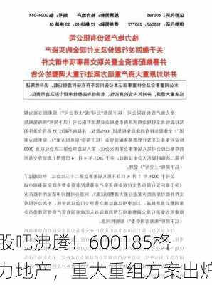 股吧沸腾！600185格力地产，重大重组方案出炉