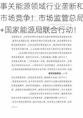 事关能源领域行业垄断和市场竞争！市场监管总局+国家能源局联合行动！