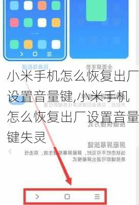 小米手机怎么恢复出厂设置音量键,小米手机怎么恢复出厂设置音量键失灵