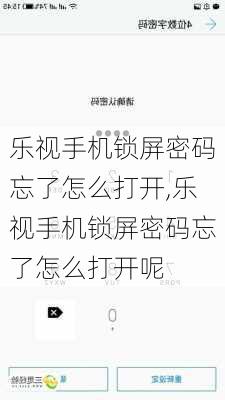 乐视手机锁屏密码忘了怎么打开,乐视手机锁屏密码忘了怎么打开呢